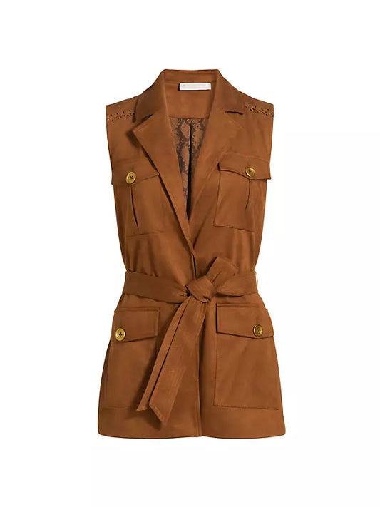 Ramy Brook Austin Faux-Suede Tie-Waist Vest and Pants