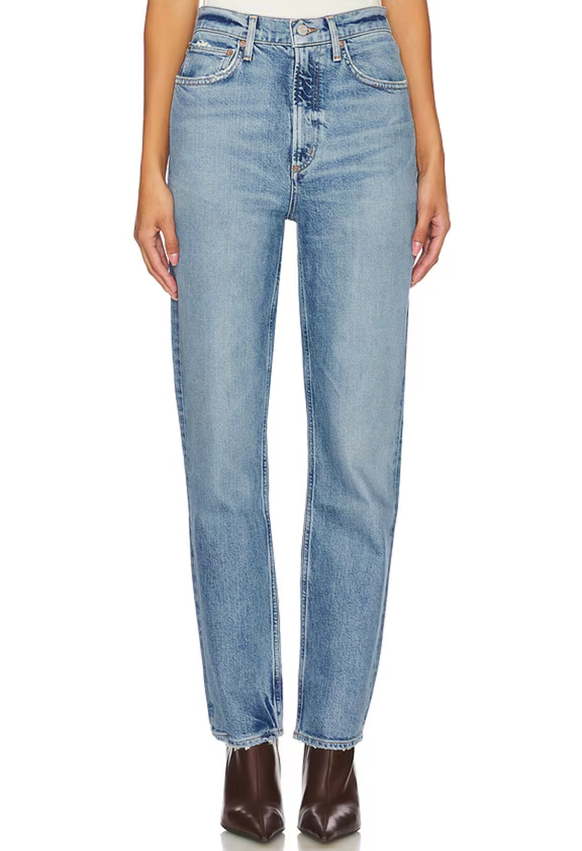 AGOLDE straight leg medium wash denim jeans