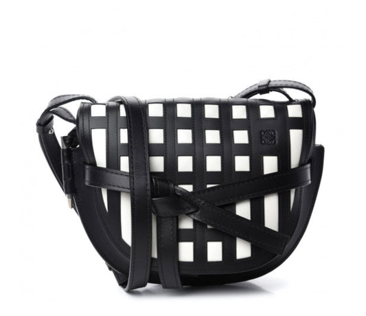 LOEWE  - 
Calfskin Small Gate Crossbody Bag Black White