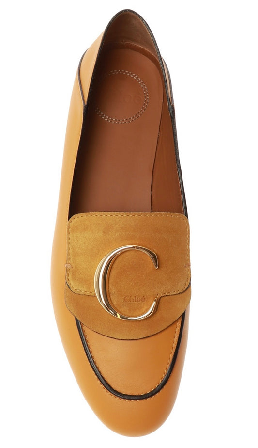 CHLOE C leather logo loafers with GHW