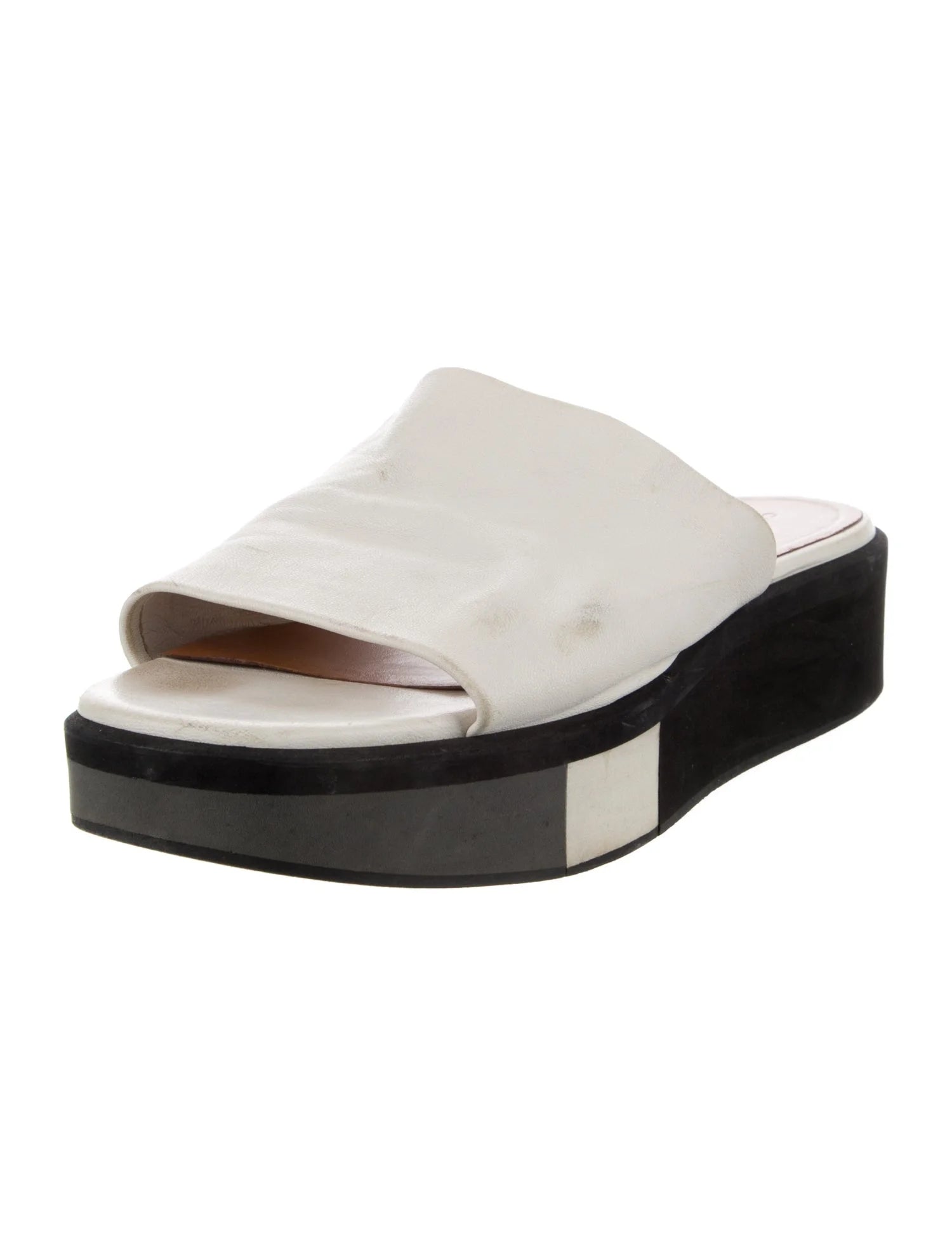 ROBERT CLERGERIE white leather slides