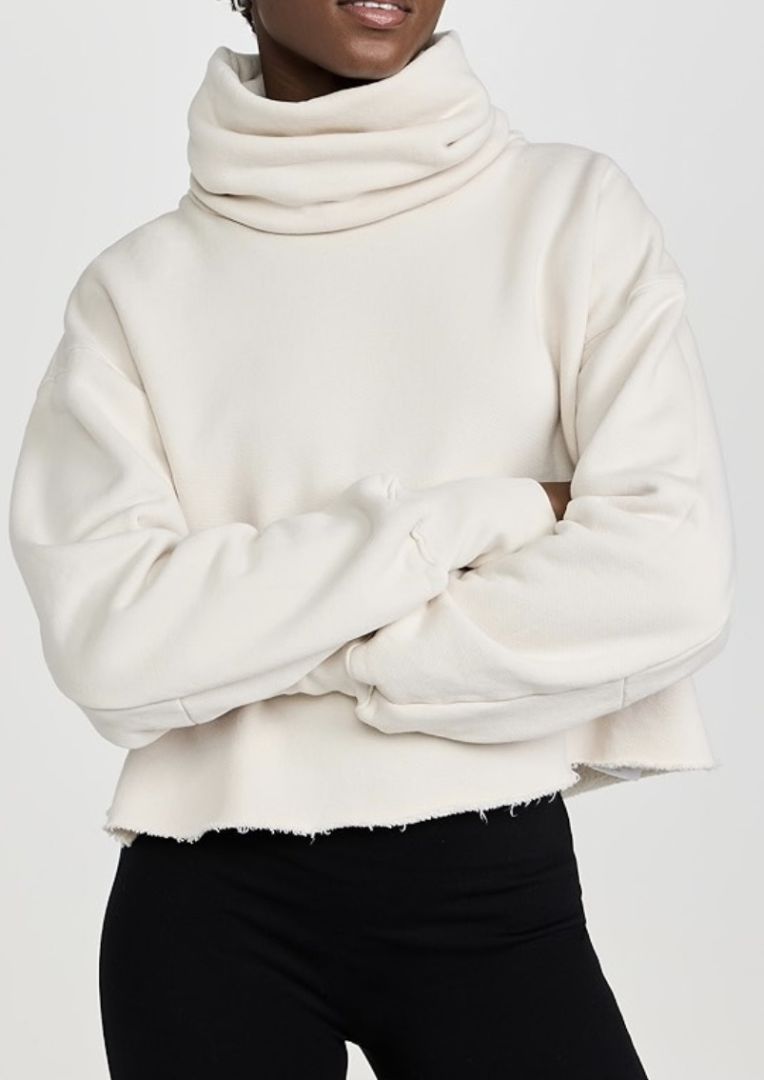 Les Tien Relaxed Fit Rolled Neck Cropped Sweatshirt