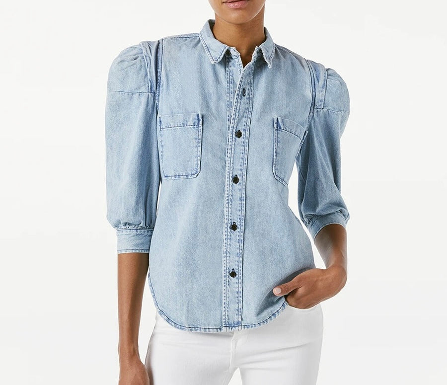 Frame Balloon Sleeve Denim Button Up