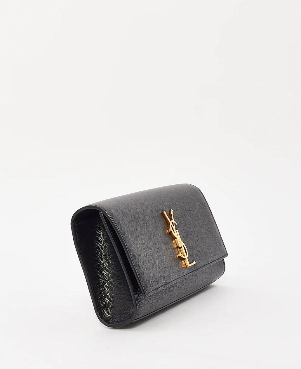 Saint Laurent Black Grain de Poudre Leather Kate Clutch