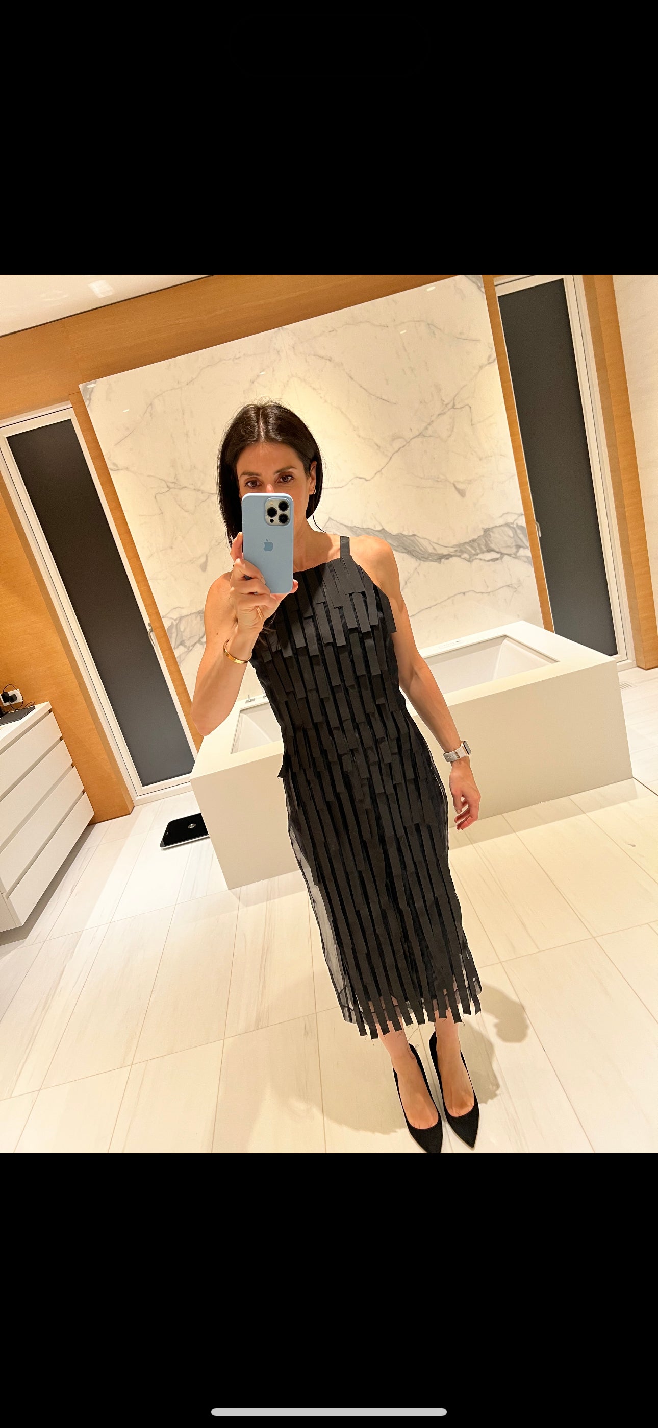 MISHA NONOO Black Fringe Dress