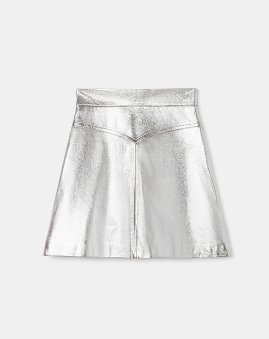 Tara JARMON Paris - 
Jasmin silver
 leather skirt