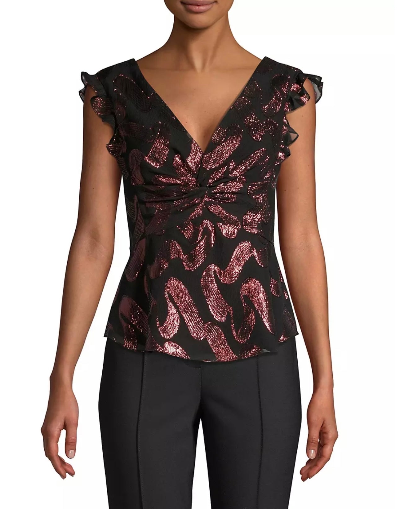 Rebecca Taylor
Lurex Jacquard Ruffle Trim Top