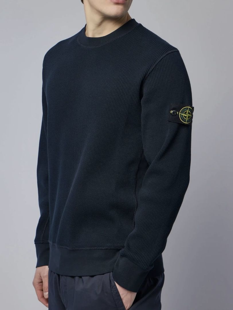 Stone Island Waffle Crewneck with Arm Logo