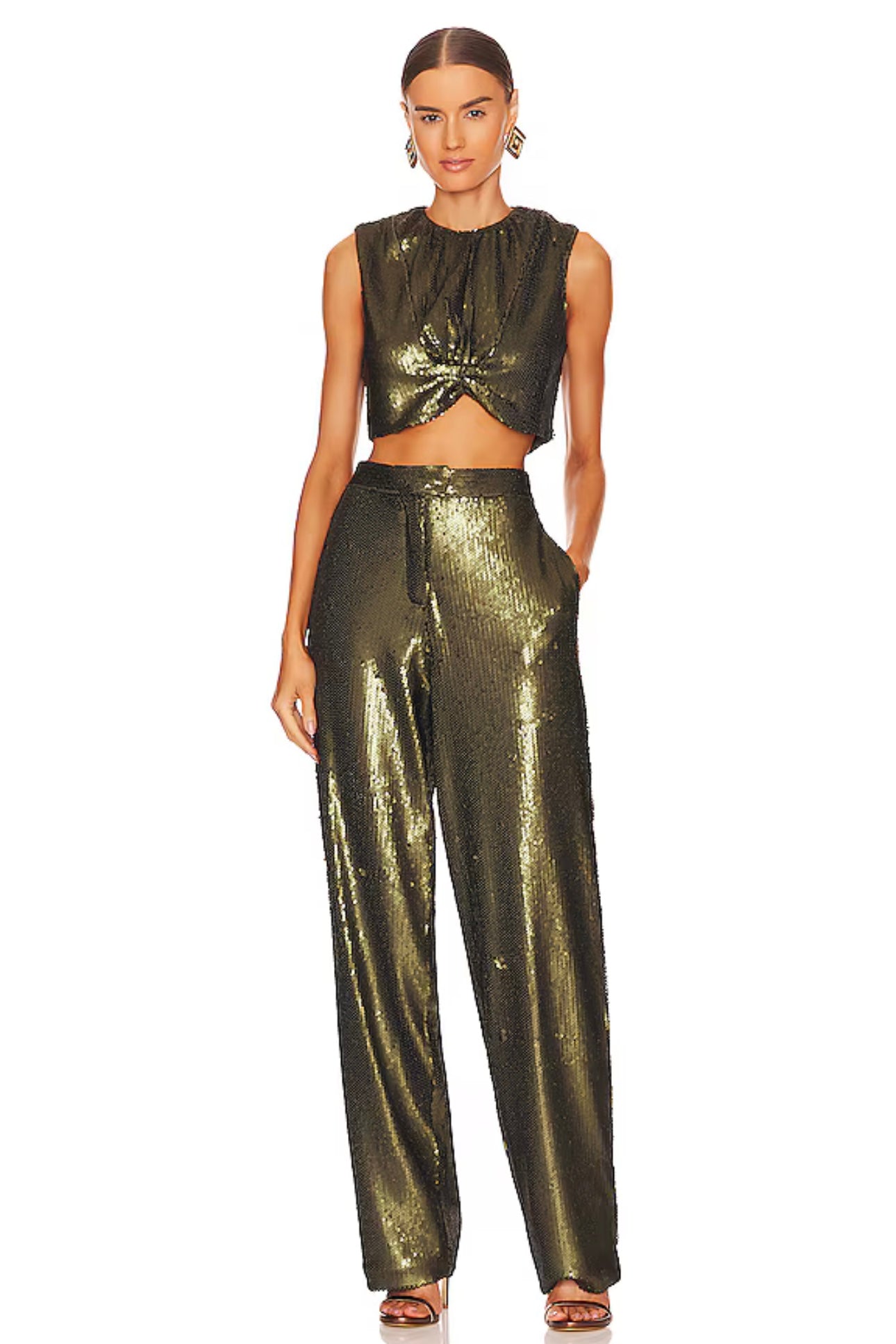 Ronny Kobo - Zalika Top in Green Sequins