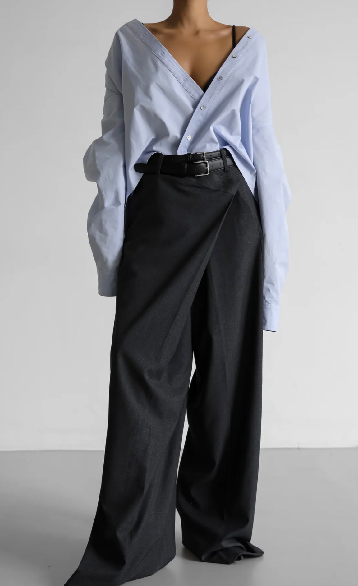 MARJORIE ASYMMETRICAL TROUSERS - CHARCOAL