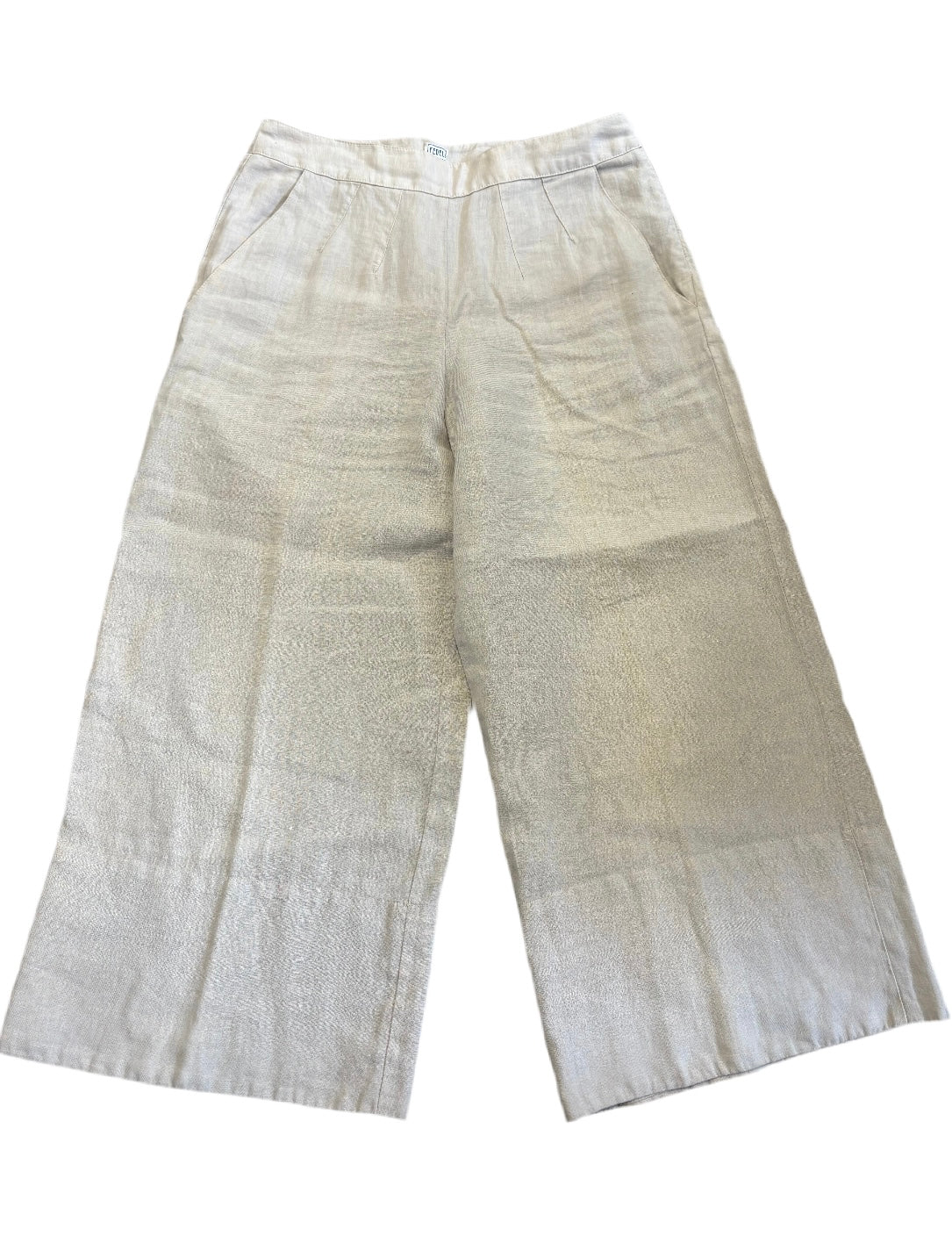 FEDELI Taupe Cropped Linen Pants