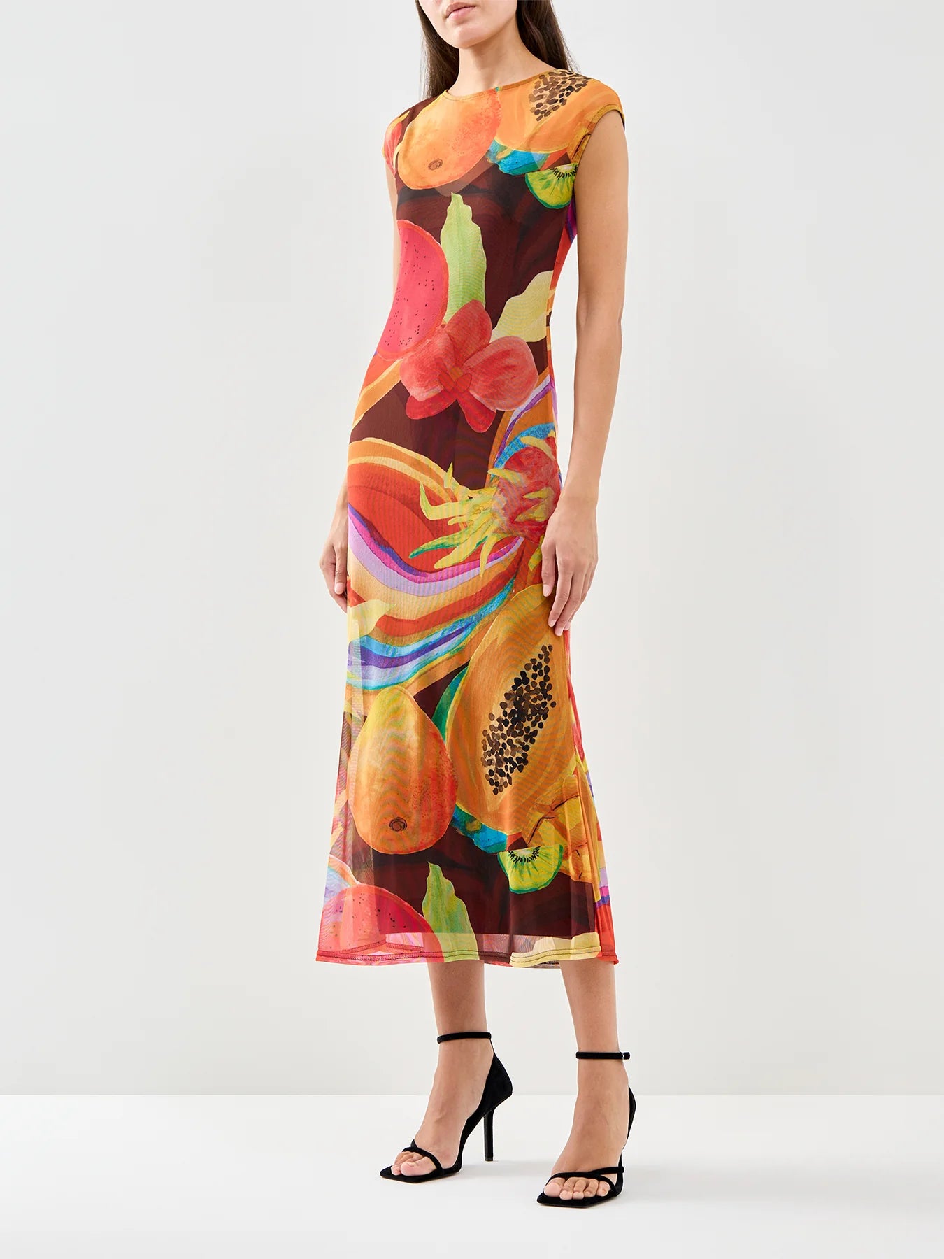 NEVER FULLY DRESSED fruit mesh dress with slip
