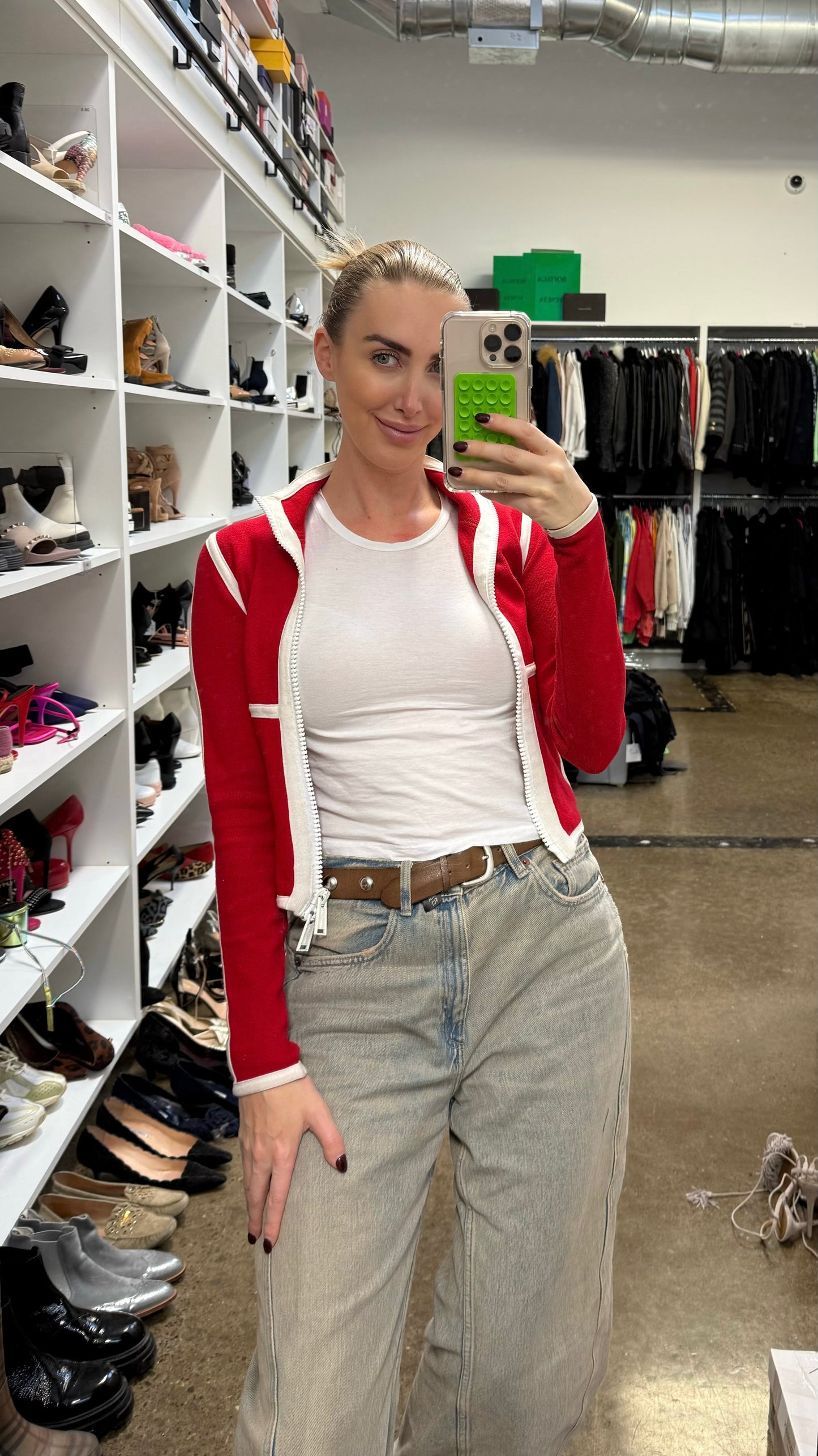 DSQUARED - Red & White Zip Sweater