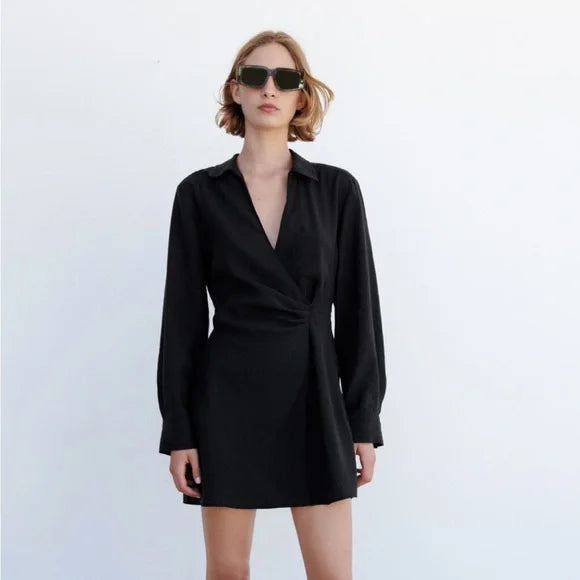 ZARA Pareo midi dress in black