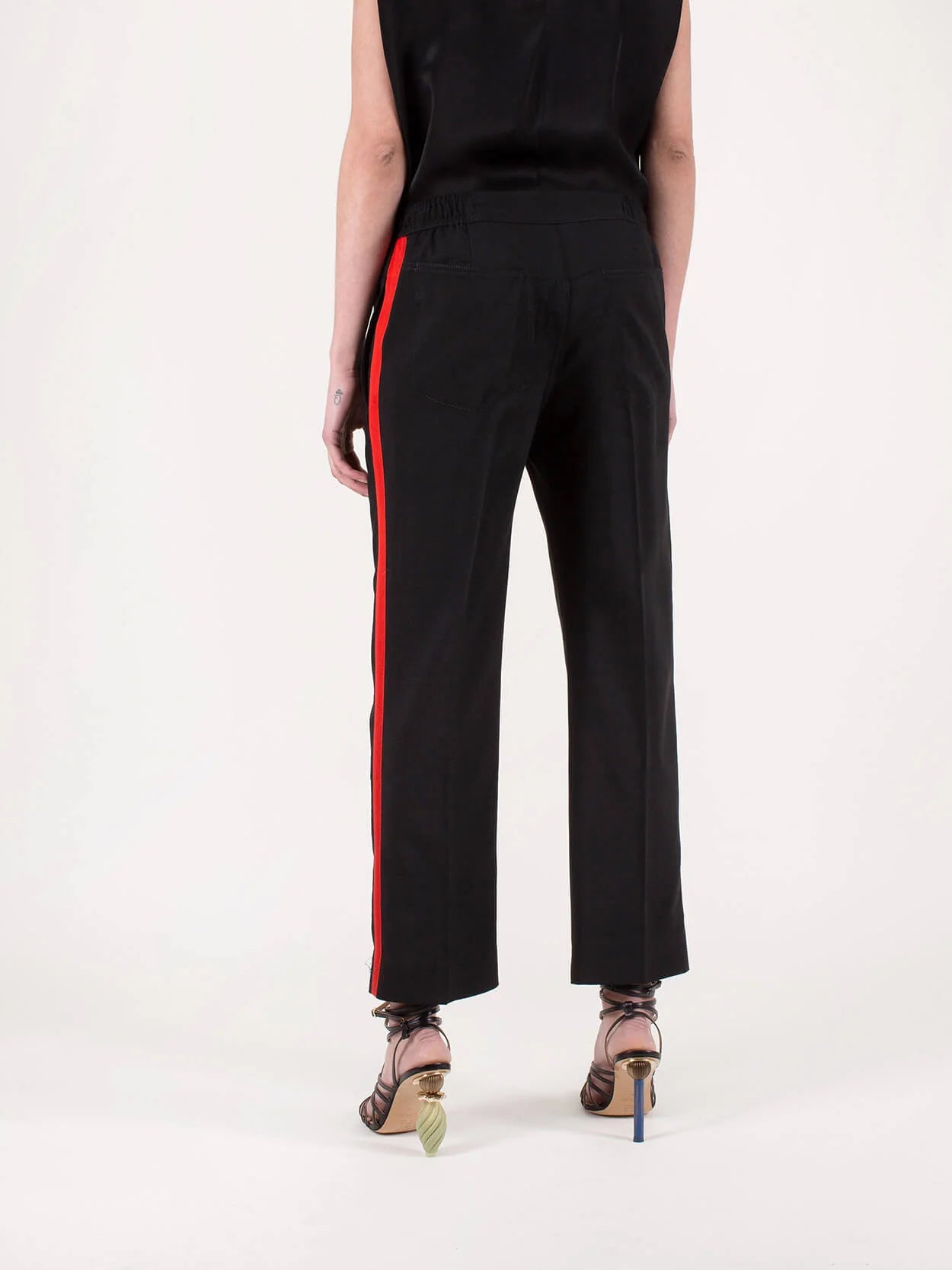 HAIDER ACKERMANN black dress pants with red stripe down sides