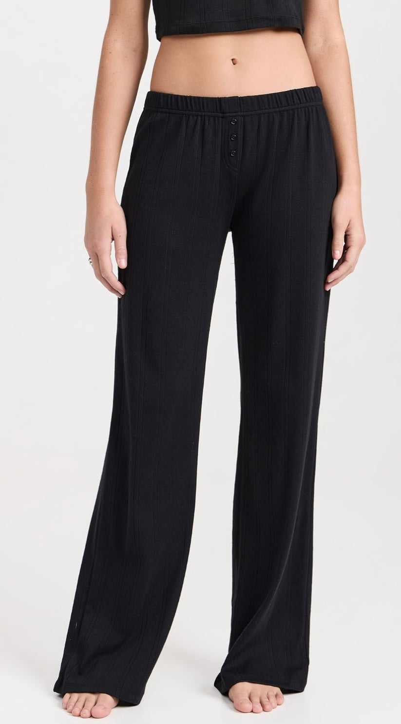 COU COU - THE POINTELLE COTTON WIDE PANTS IN BLACK