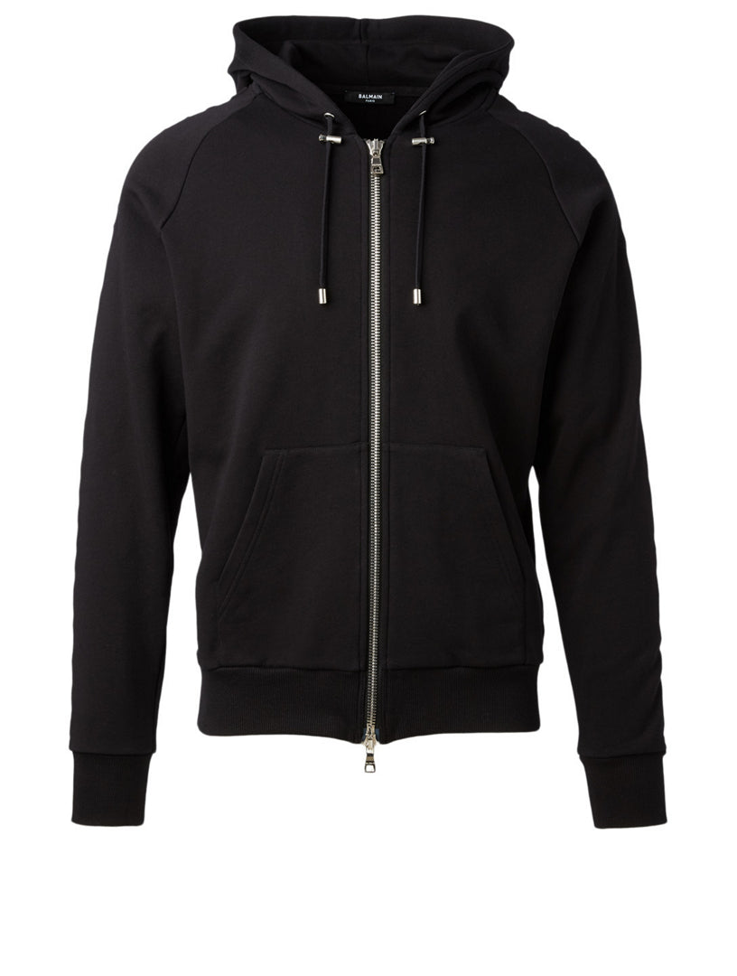 BALMAIN black zip up hoodie