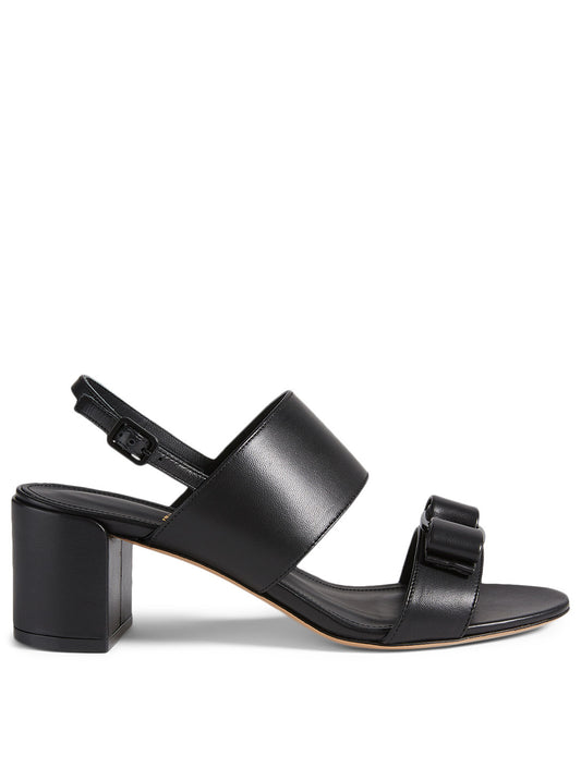 FERRAGAMO block heel sandal with vara bow