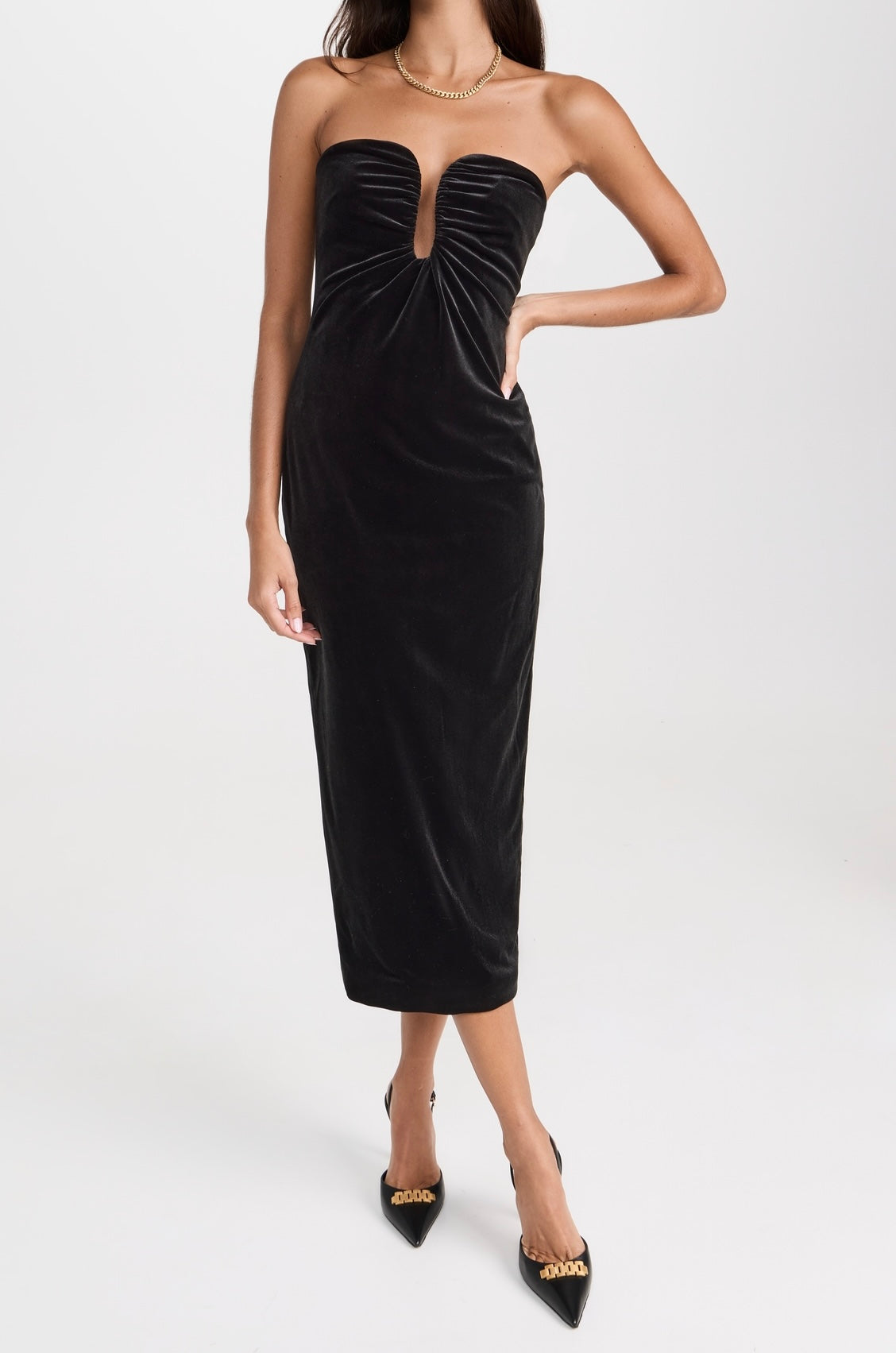 Self Portrait Velvet Strapless Dress