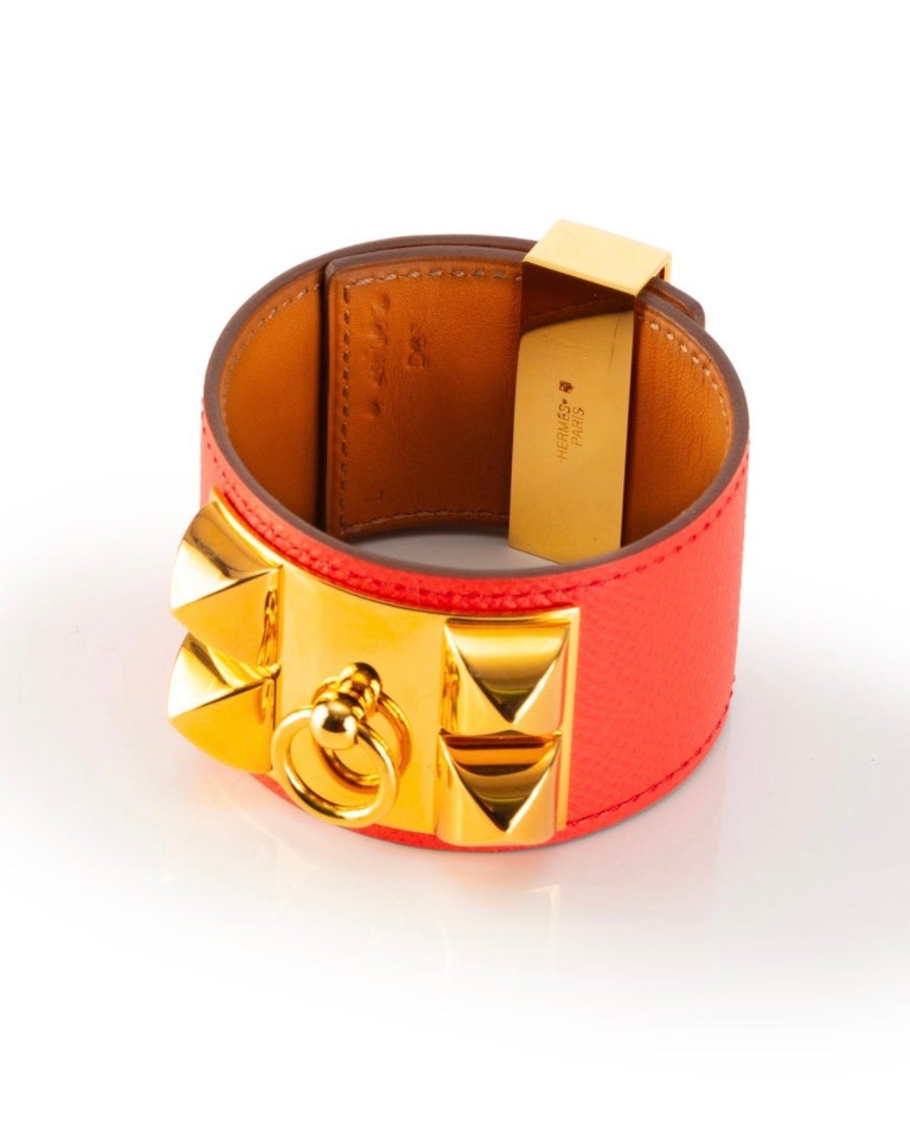 HERMES COLLIER DE CHEIN bracelet, blood orange/coral with GHW