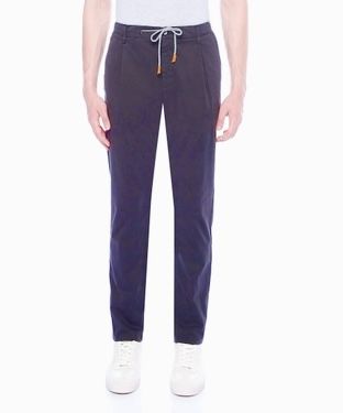Eleventy Blue Pant with Grey Drawstring Waist