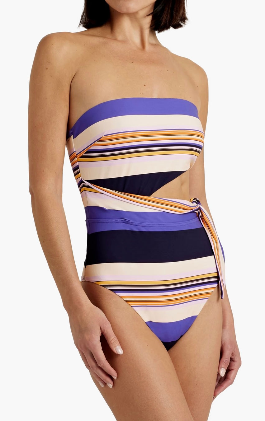 ZIMMERMANN
Cutout striped bandeau swimsuit