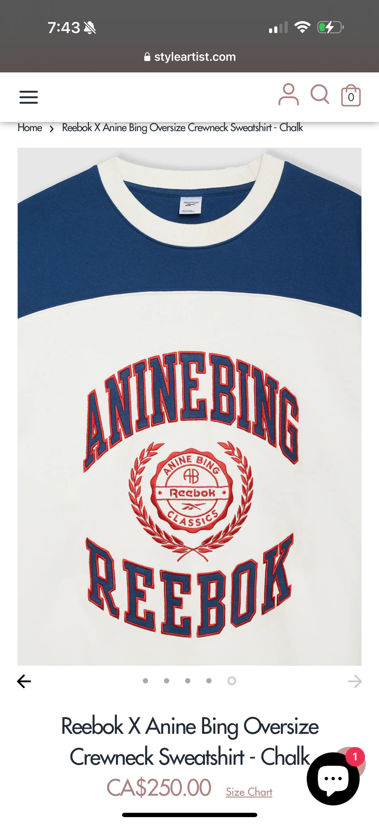 Reebok X Anine Bing Oversize Crewneck Sweatshirt - Chalk