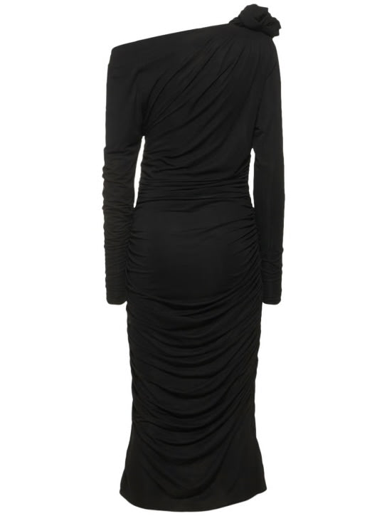 MAGDA BUTRYM long sleeve stretch dress with flower on shoulder