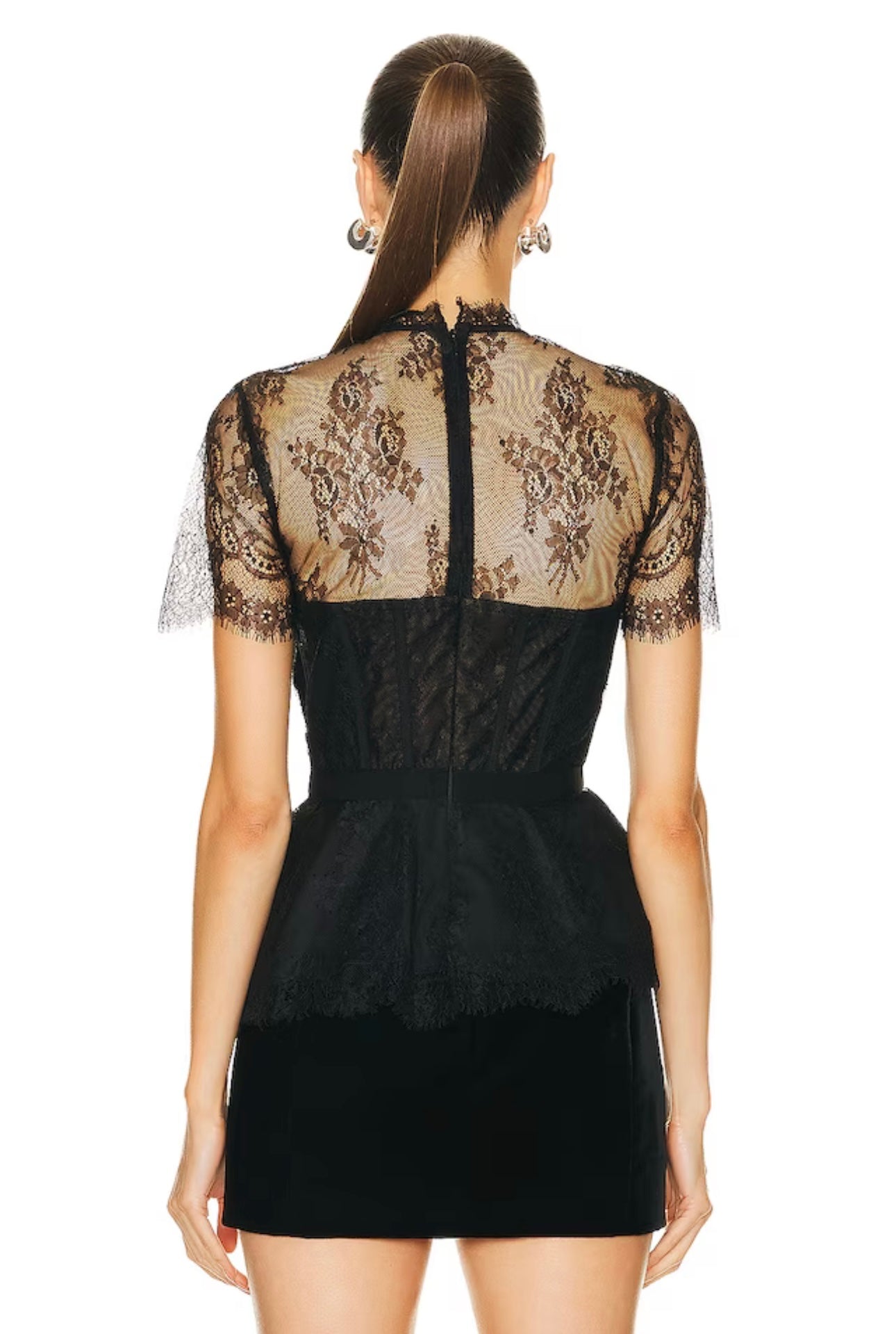 SIMKHAI - Kehlani Lace Bustier Top in Black