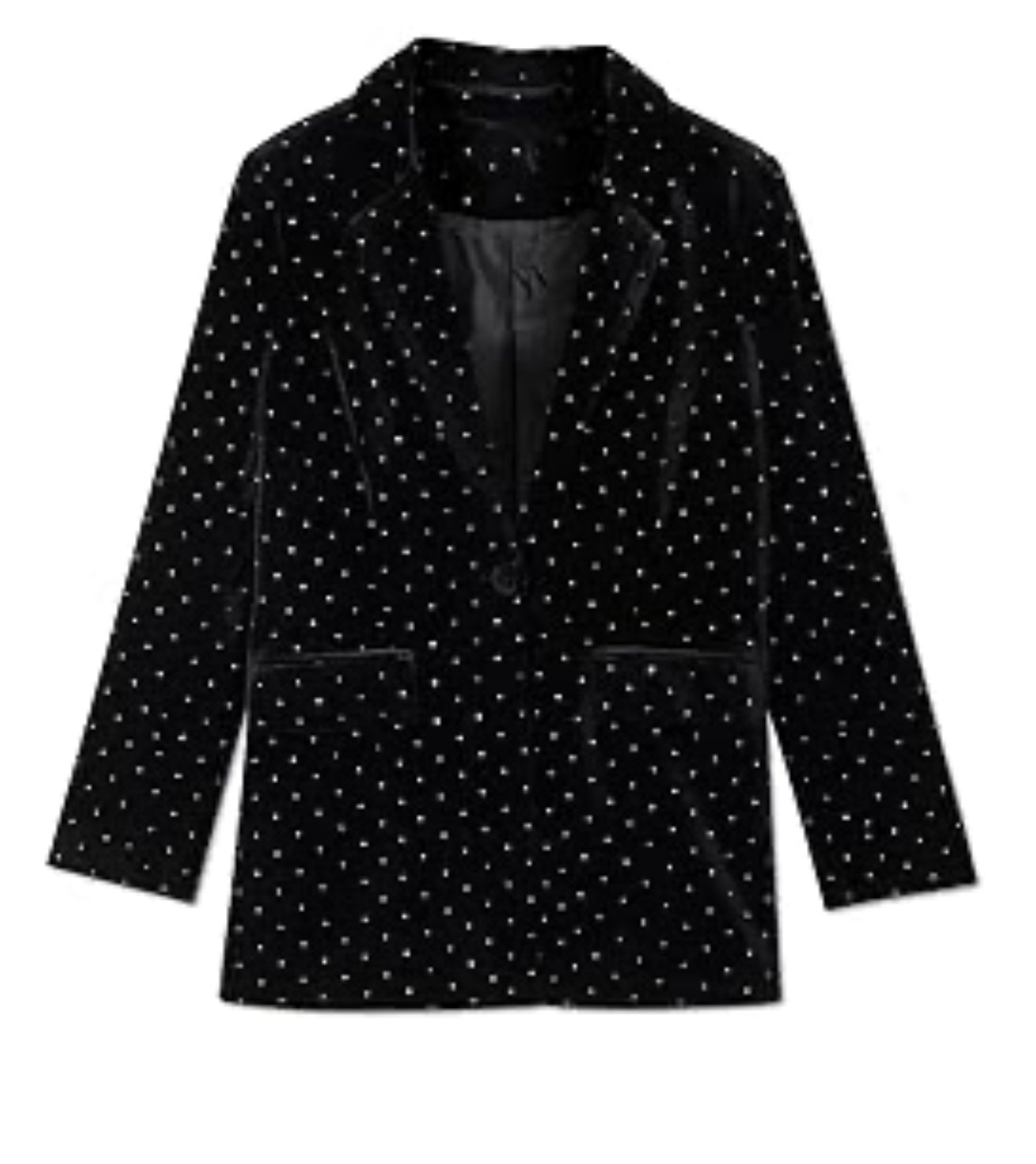 SEN set, black velvet with silver polka dots, shorts and blazer