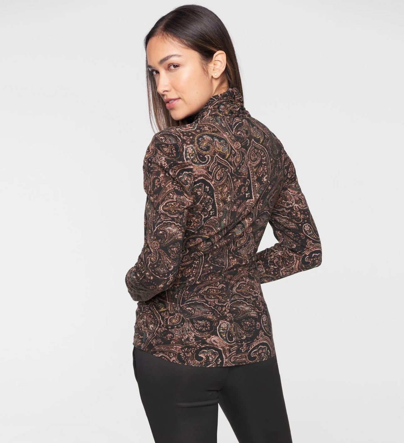 PAM & GELA - Paisley Mock Neck Shirred Top