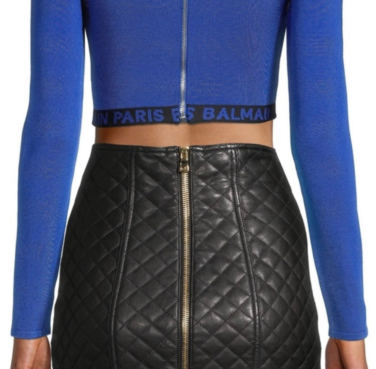 Balmain Royal Blue Cropped Longsleeve Top