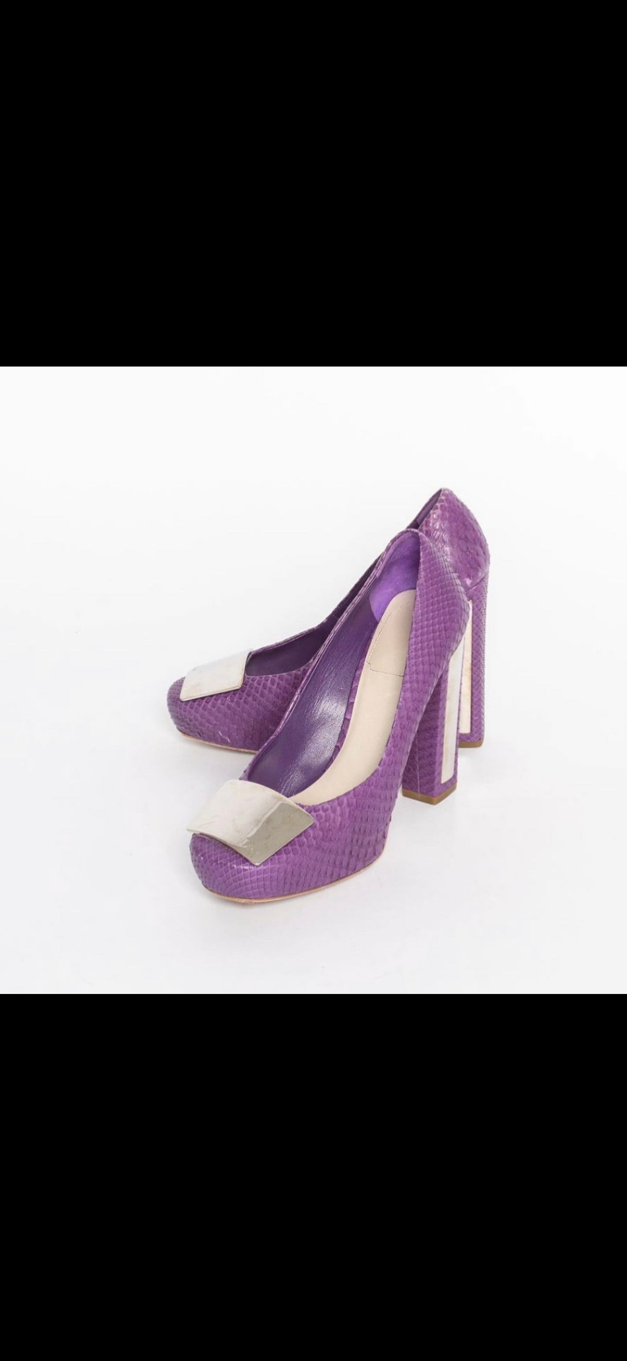 DIOR purple croc platform heels