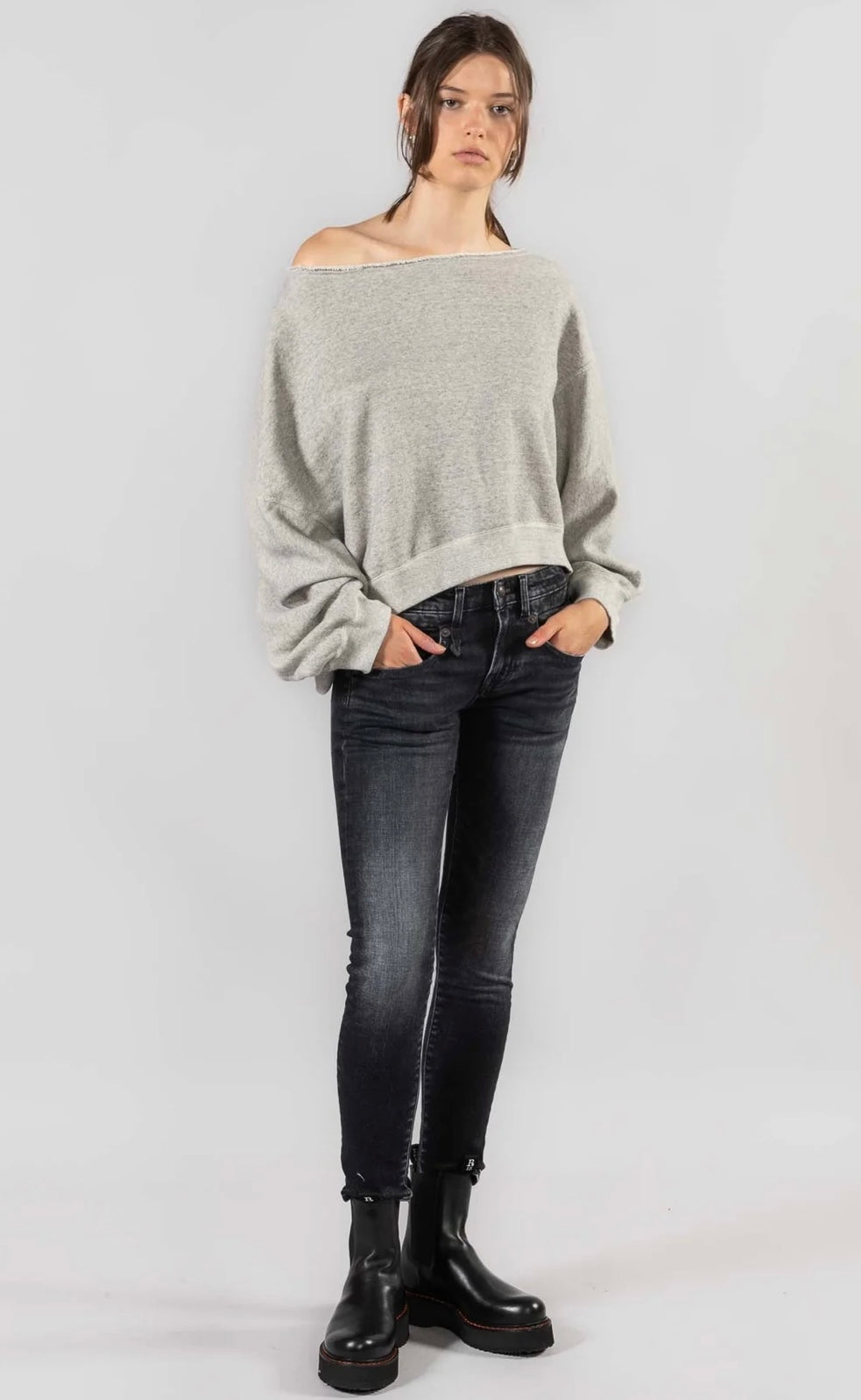 R13 - Boy Skinny Jeans in a black