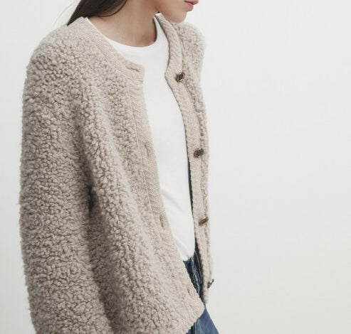 Massimo Dutti Bouclé Knit Cardigan