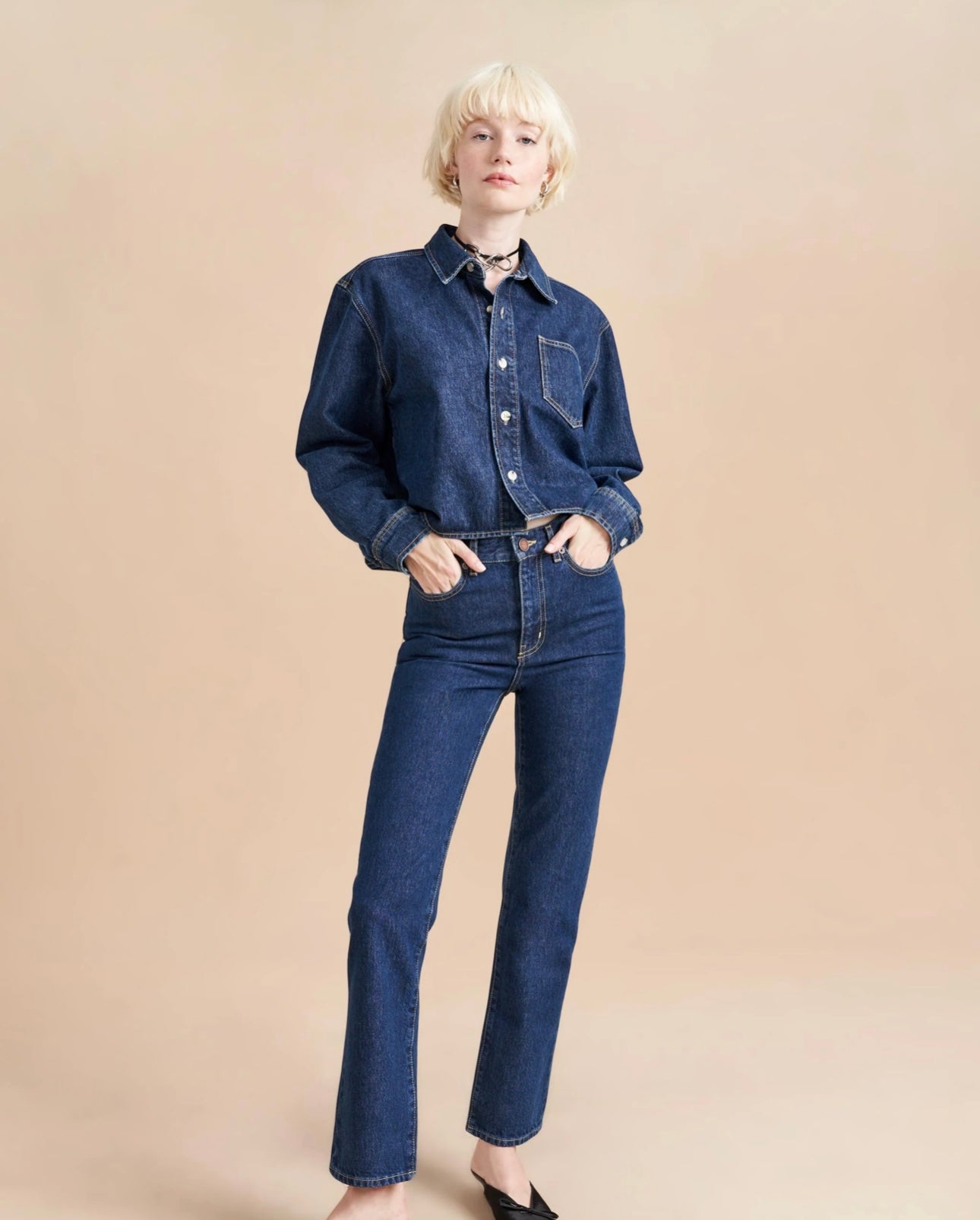 LA LINGE - Cropped Stevie Shirt