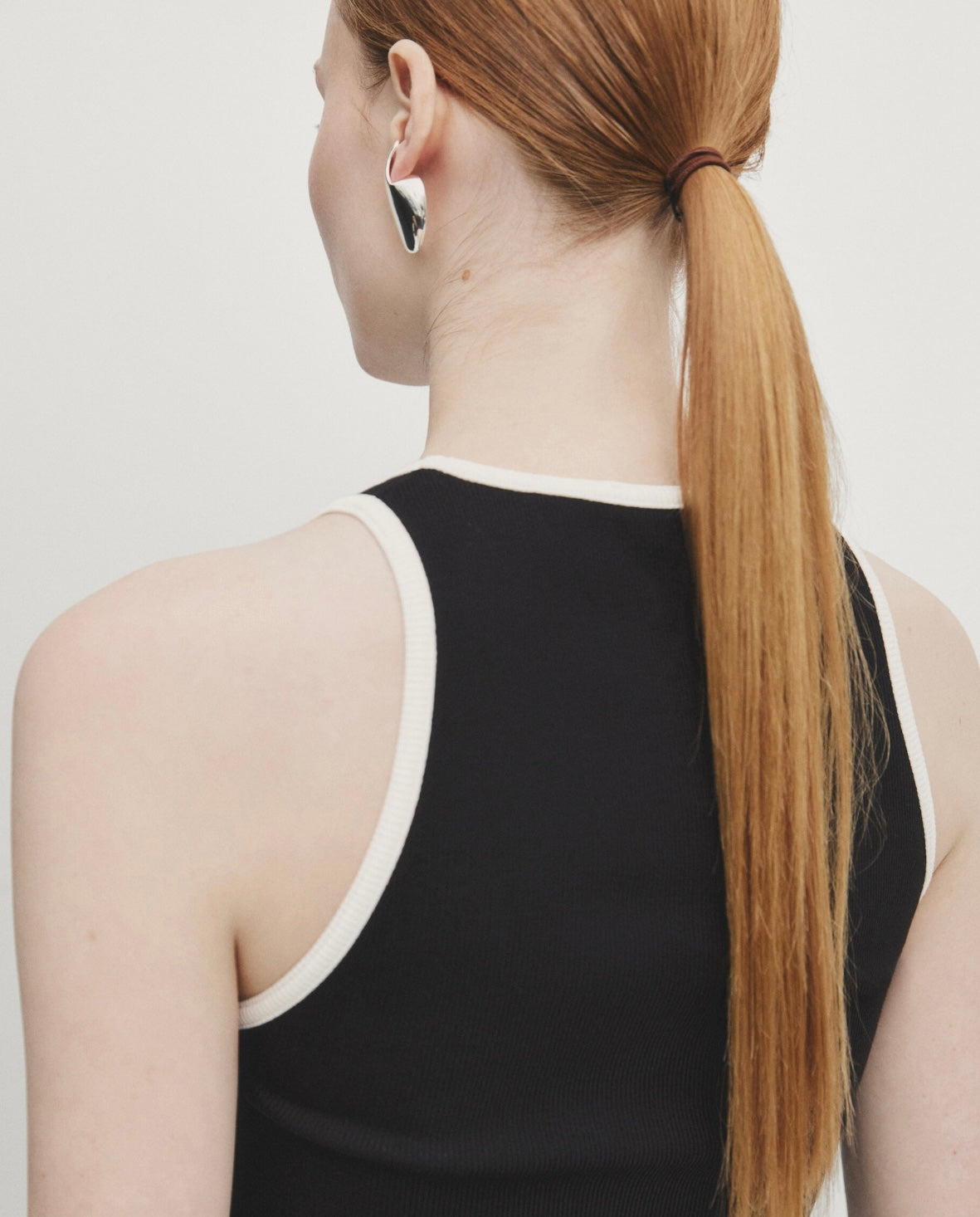 MASSIMO DUTTI - TOP CÔTELÉ CONTRASTANT