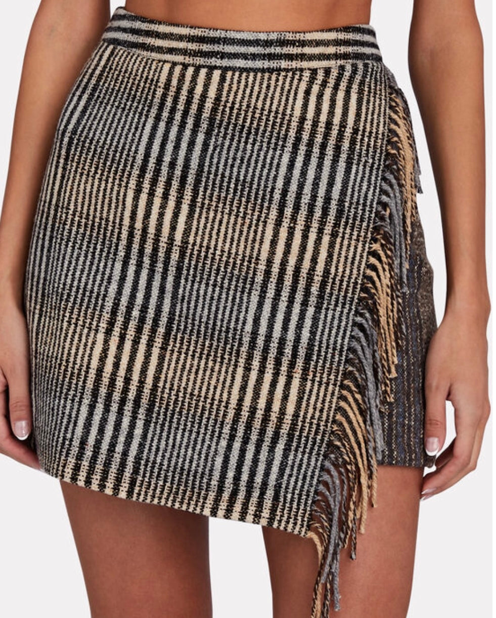 RHODE
Ranya Fringe Wool-Blend Tweed Mini Skirt
