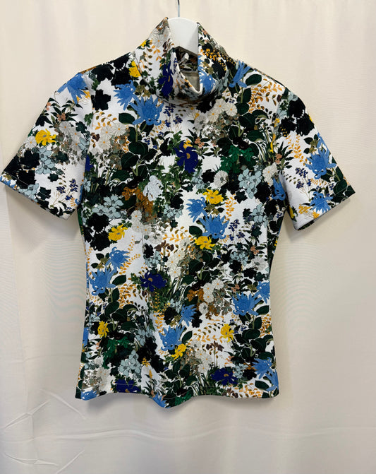 ERDEM - Floral Short-Sleeved Turtleneck Top