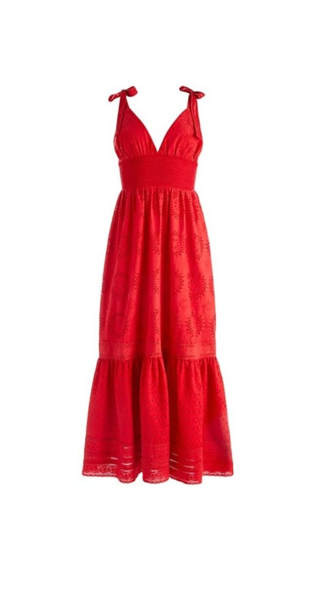 ALICE + OLIVIA red eyelet maxi dress