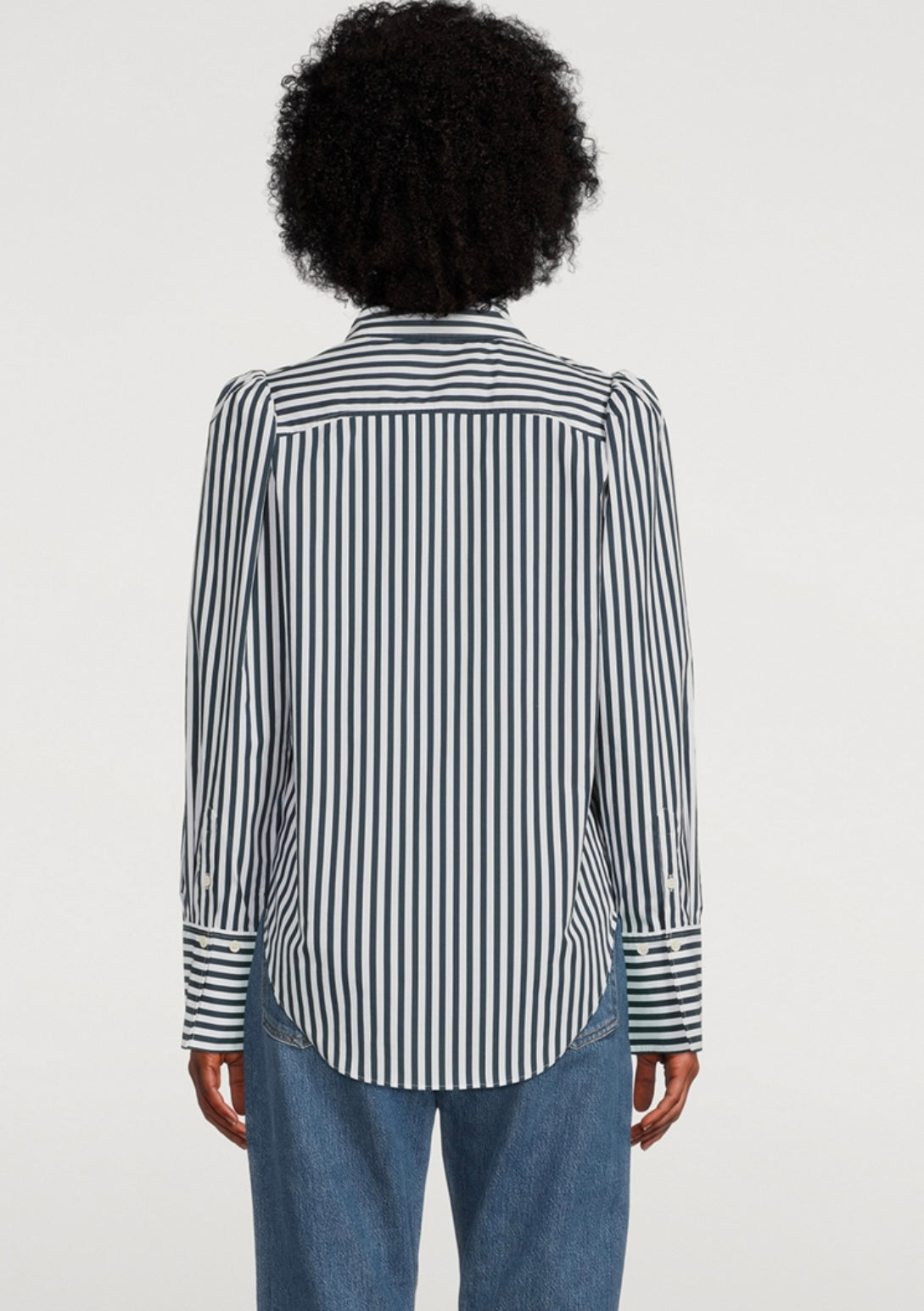 FRAME
Puff-Sleeve Organic Cotton Shirt In Stripe Print