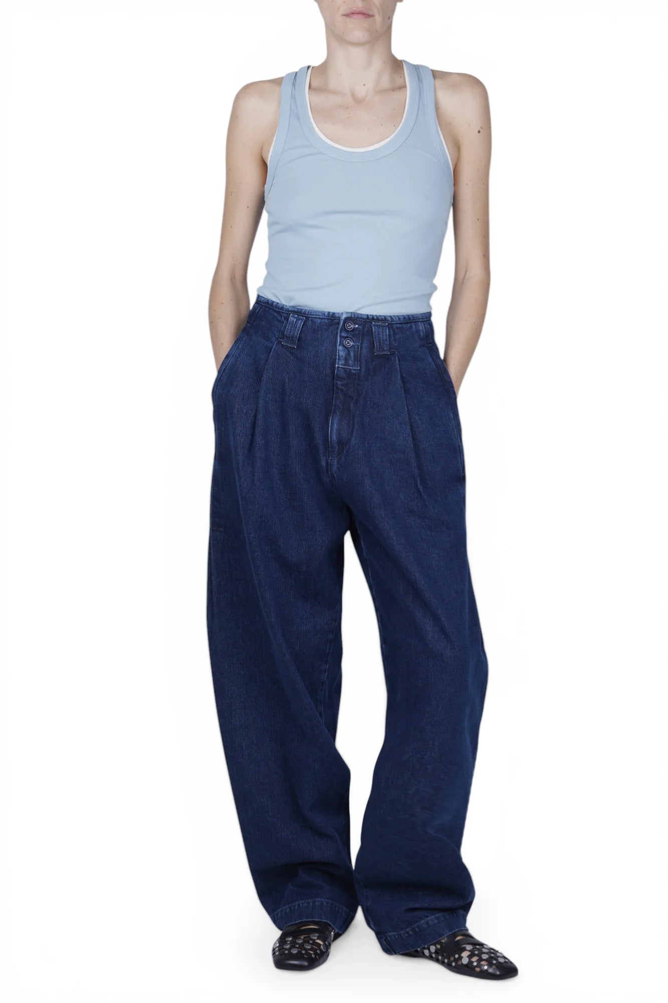 EVA X ROY ROGER'S  - PANTALONE EVA DENIM MID STONE