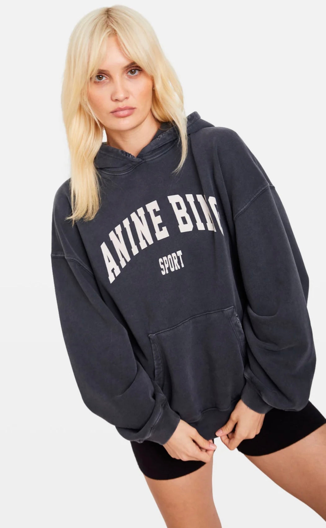 ANINE BING Harvey Sweatshirt in Washed Black Shop Cares Closet