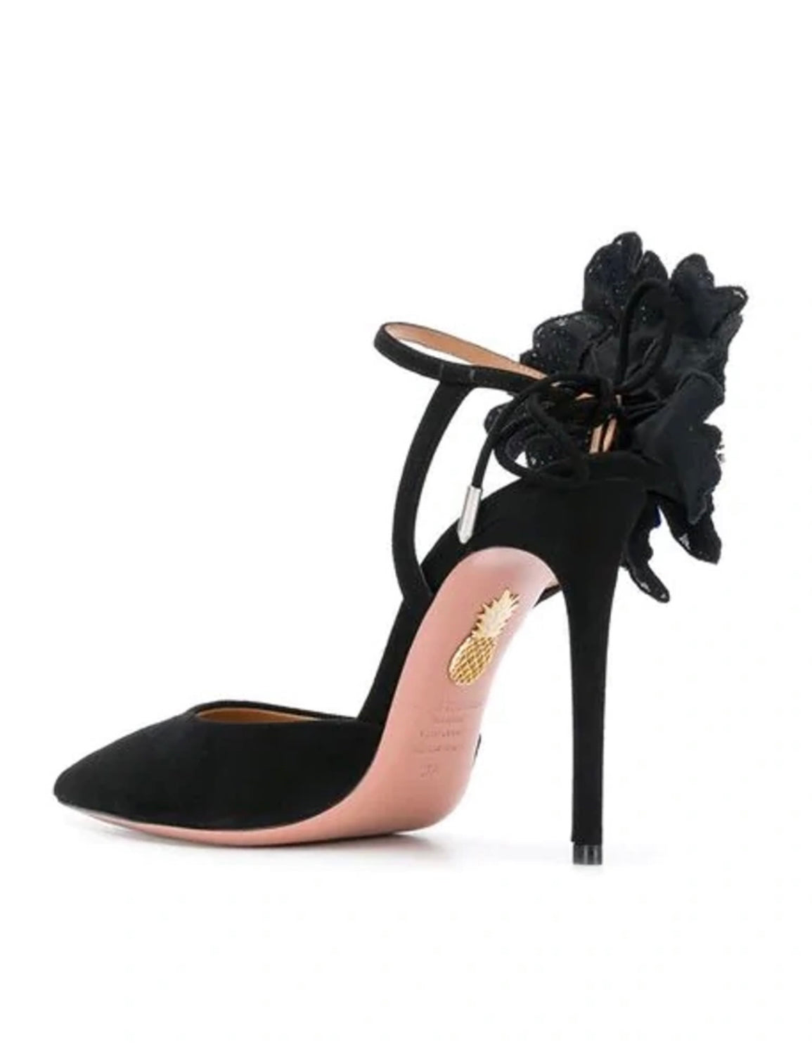 AQUAZZURA -  Disco Flower 105 Suede Pumps in Black