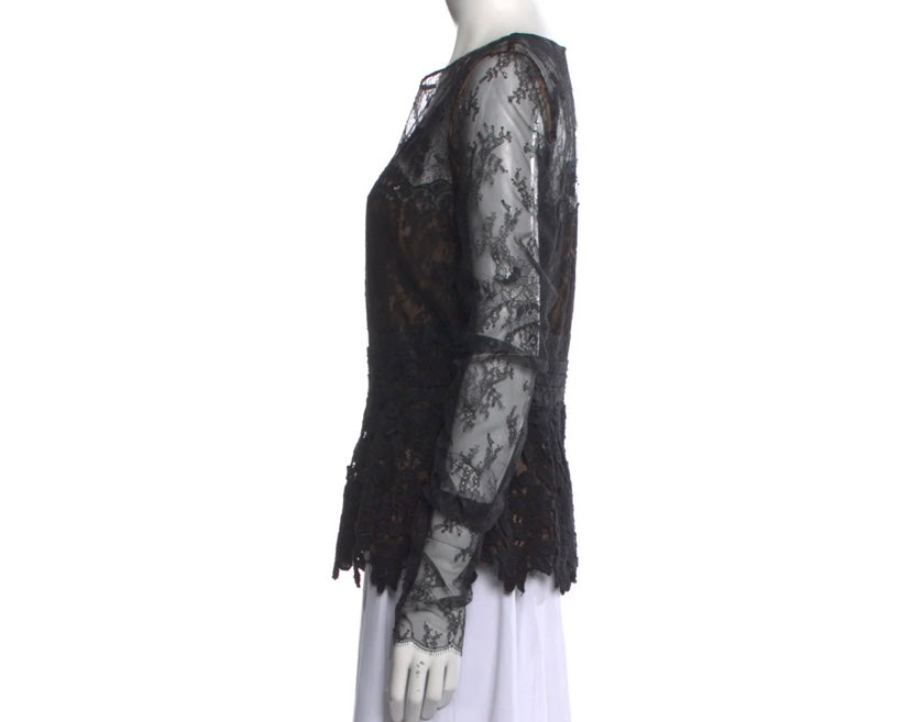 Oscar De La Renta Lace Bustier Blouse