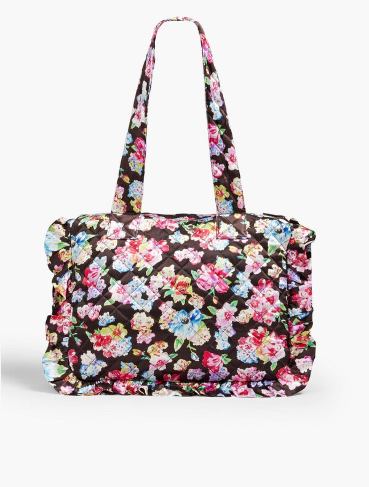 Ganni - Ruffled quilted floral-print satin tote