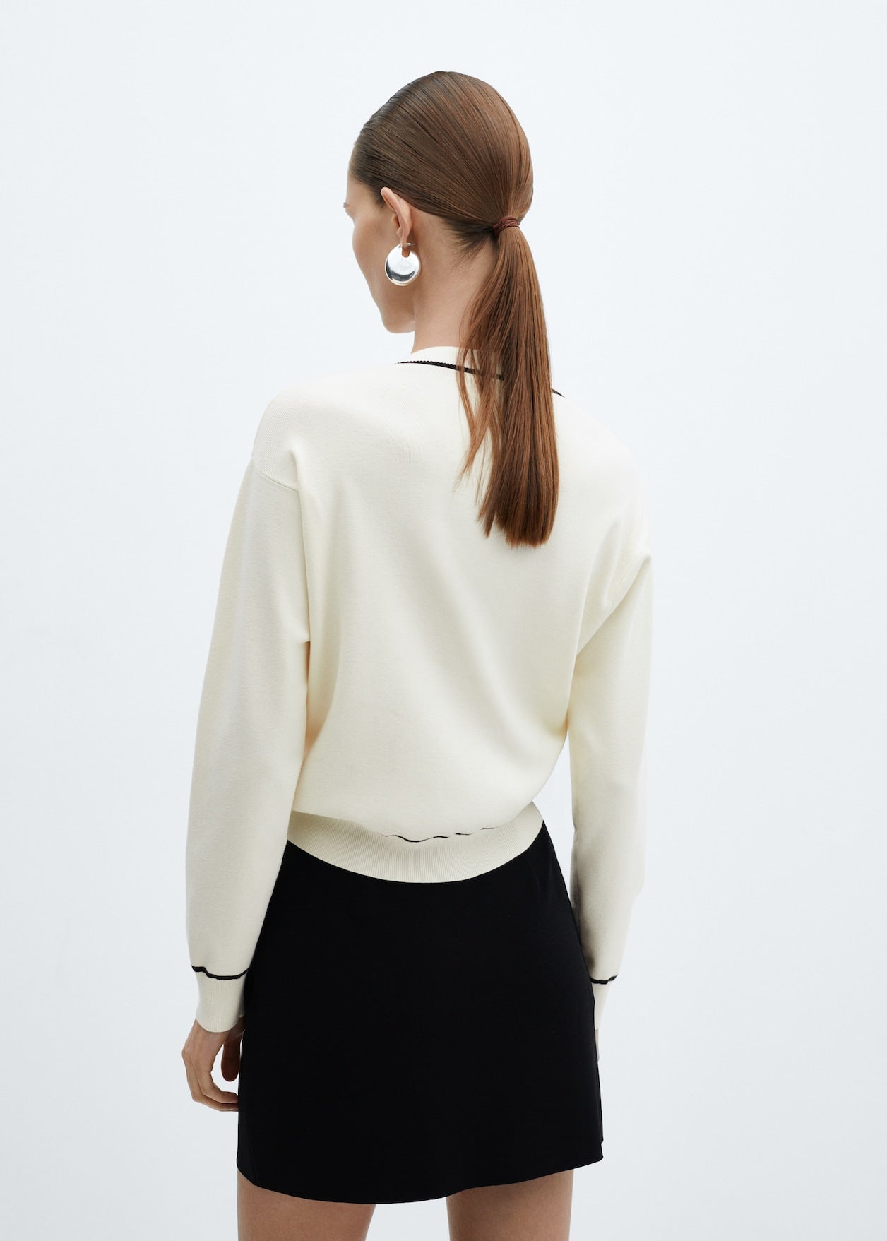 MANGO ivory/black stripe cardigan