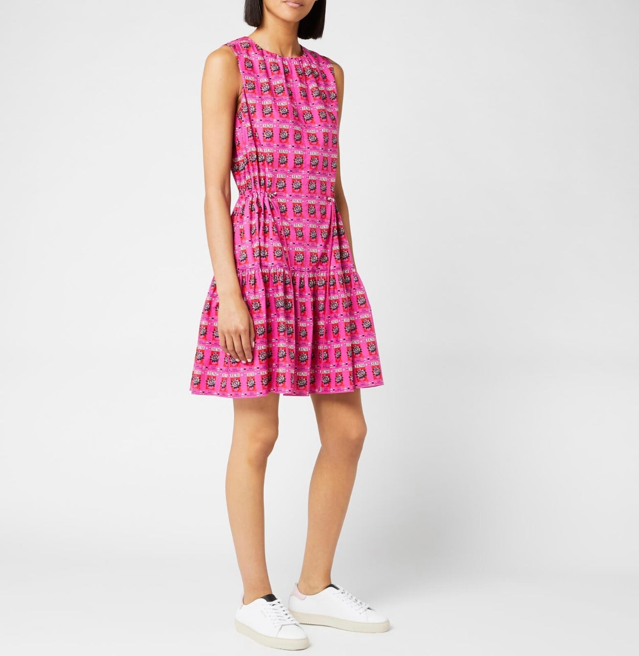 KENZO
Women's Pink Flared-hem Sleeveless Cotton-poplin Mini Dress