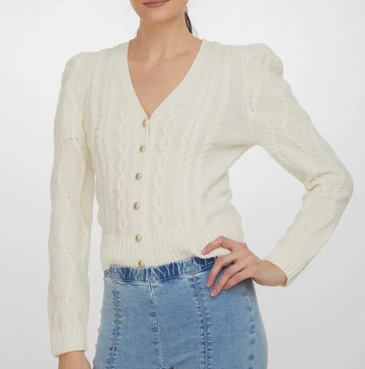 Generation Love Cardigan with Puff Shoulder