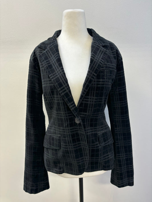 Burberry Velvet Cotton Plaid Blazer